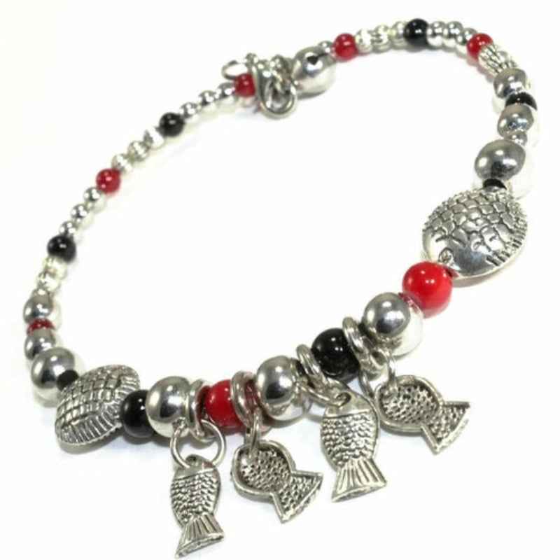 Turquoise Beaded Owl Charm Bracelet Silver Tone Chain Jewelry