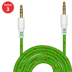 3.5mm Nylon Tangle-Free Auxiliary Audio Cord Cable - 3 ft. (pack of 3)