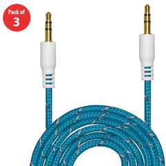 3.5mm Nylon Tangle-Free Auxiliary Audio Cord Cable - 3 ft. (pack of 3)