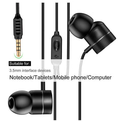 3.5mm Knurling Oblique In-Ear Style Wire Control Earphone - Black