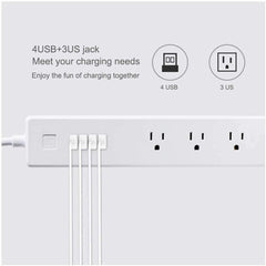 4 x USB Ports + 3 x US Plug Jack WiFi Remote Control Smart Power