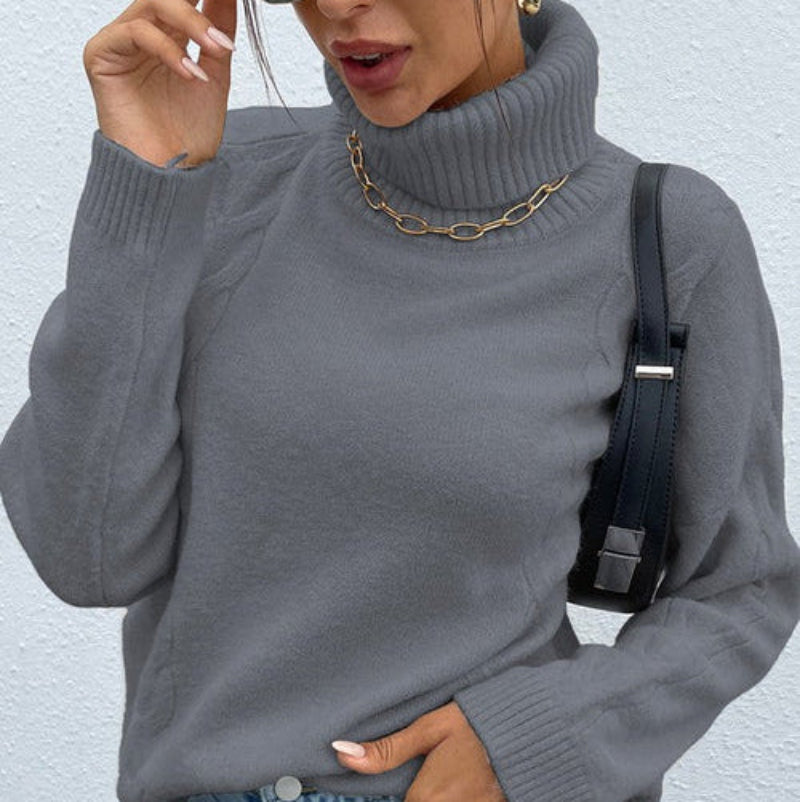 Cable Knit Turtleneck Sweater for Women