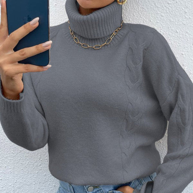 Cable Knit Turtleneck Sweater for Women