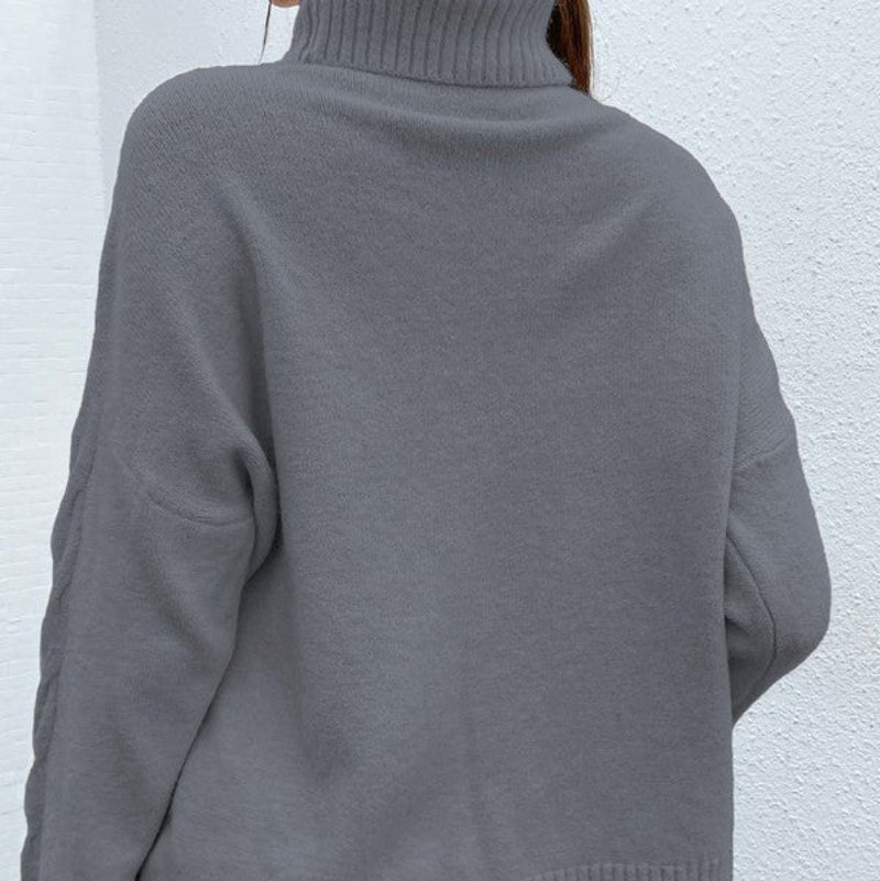 Cable Knit Turtleneck Sweater for Women