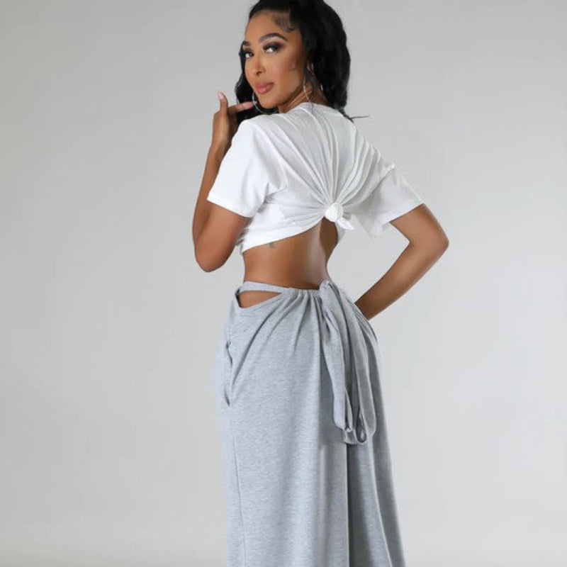 Women's Gray Suspender Pants