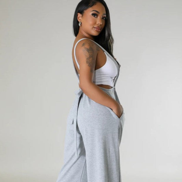 Women's Gray Suspender Pants