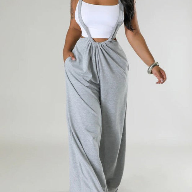 Women's Gray Suspender Pants