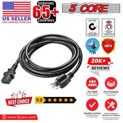 5Core AC Power Cord 6 Ft 3 Prong US Male - Female Extension Adapter