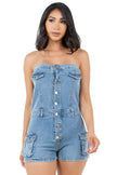 Strapless Denim Romper