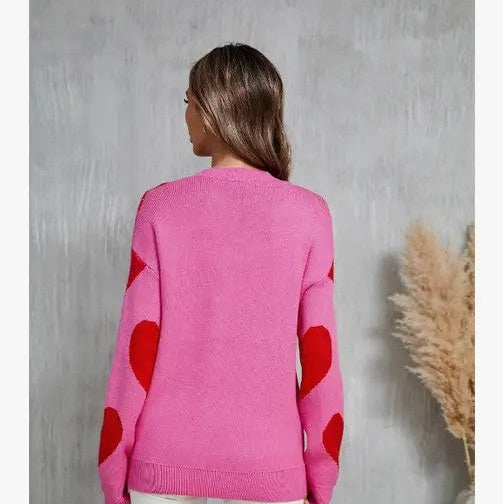Heart Pattern Knit Sweater