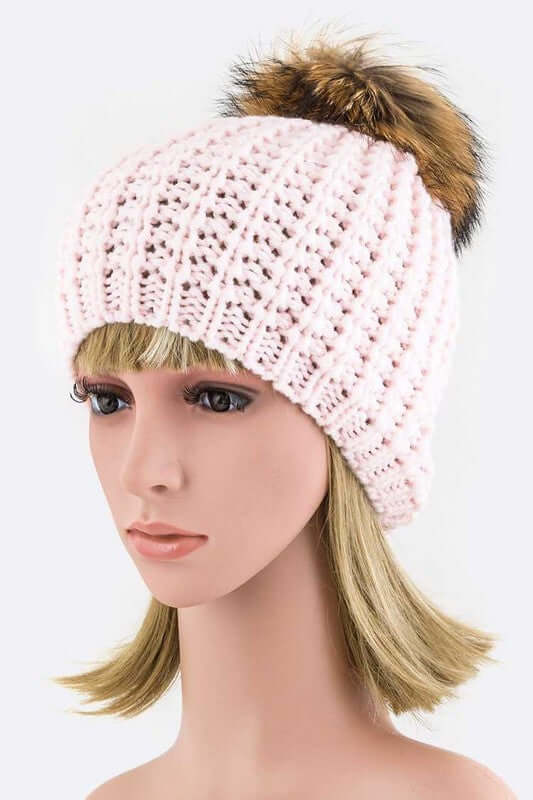 Raccoon Pom Beanie