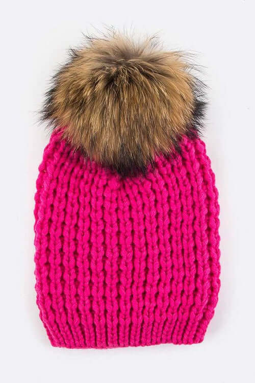 Raccoon Pom Beanie