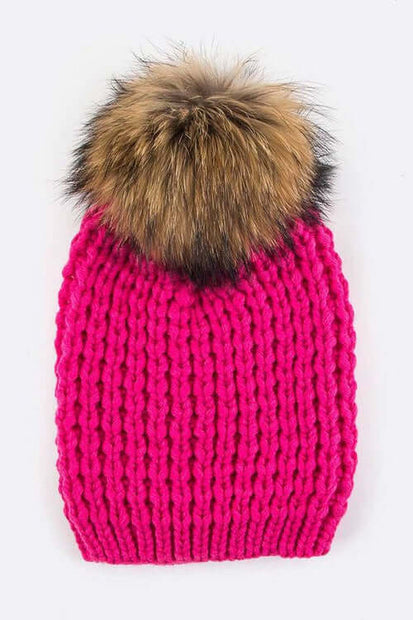Raccoon Pom Beanie
