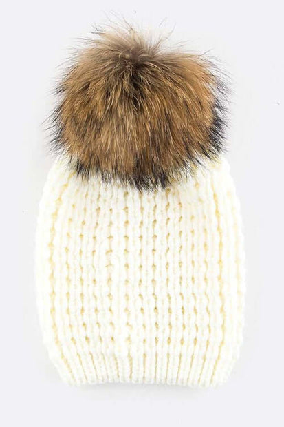Raccoon Pom Beanie