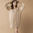V-Neck Cable Knit Sweater Dress for Women