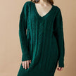 V-Neck Cable Knit Sweater Dress for Women