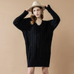 V-Neck Cable Knit Sweater Dress for Women