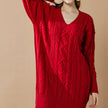 V-Neck Cable Knit Sweater Dress for Women