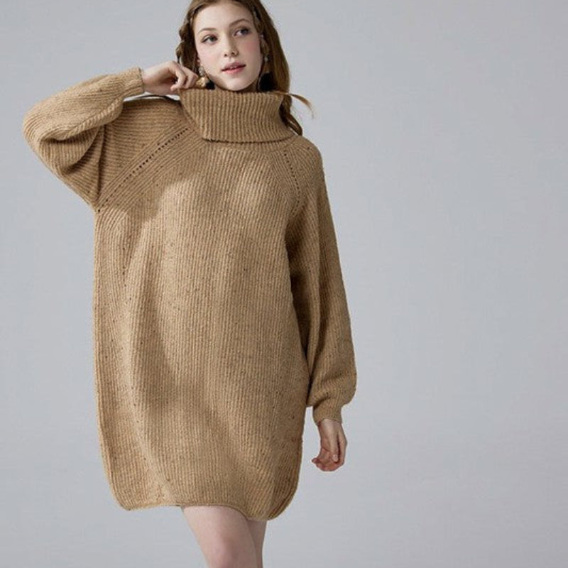 Women’s Ribbed Turtleneck Knit Sweater Dress