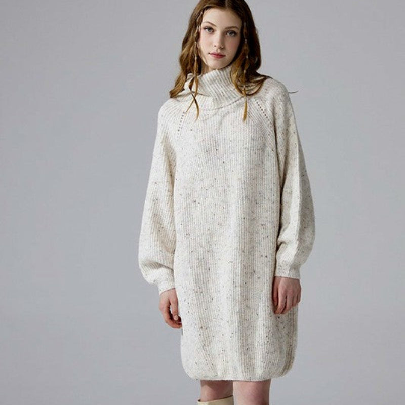 Women’s Ribbed Turtleneck Knit Sweater Dress