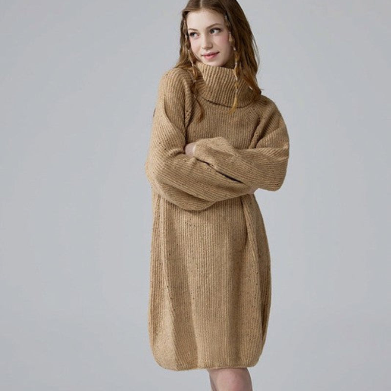 Women’s Ribbed Turtleneck Knit Sweater Dress