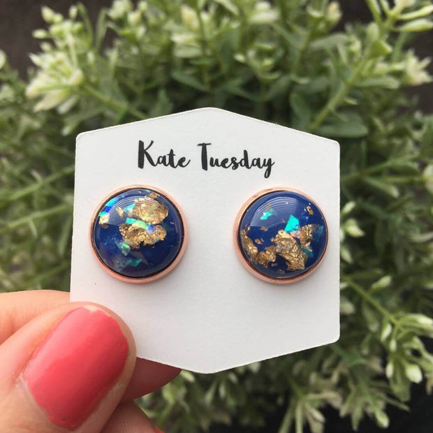 Blue Gold Earrings