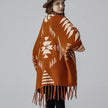 Women’s Geometric Fringe Knit Poncho Shawl