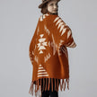Women’s Geometric Fringe Knit Poncho Shawl