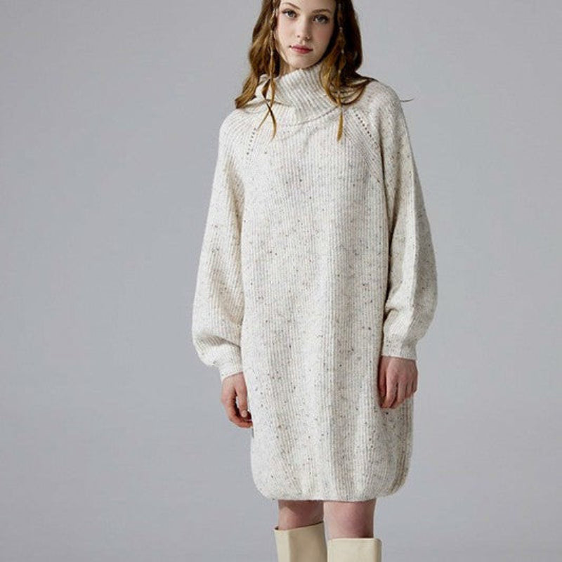 Turtleneck Knit Sweater Dress for Women