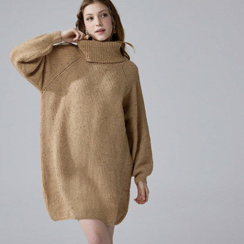 Turtleneck Knit Sweater Dress for Women