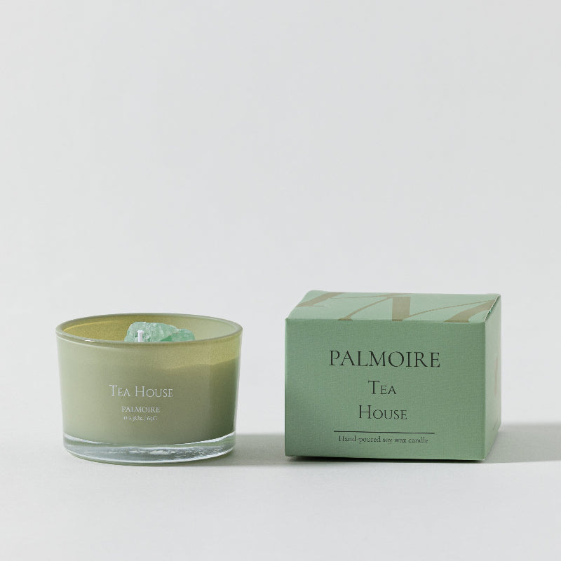 Palmoire Tea House Hand-Poured Soy Wax Candle – Green Glass Jar