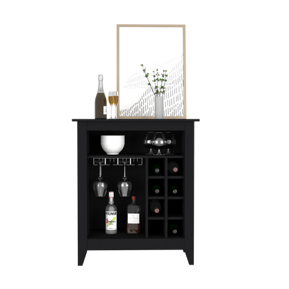 Bar Cabinet Castle, One Open Shelf, Six Wine Cubbies, Black Wengue.