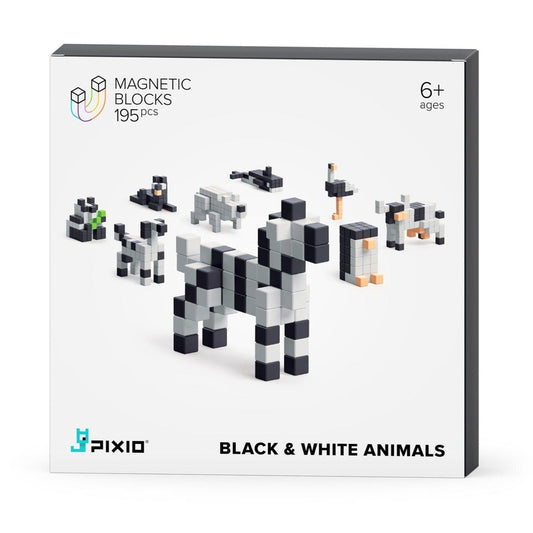 PIXIO Black & White Animals - 195 Magnetic Blocks