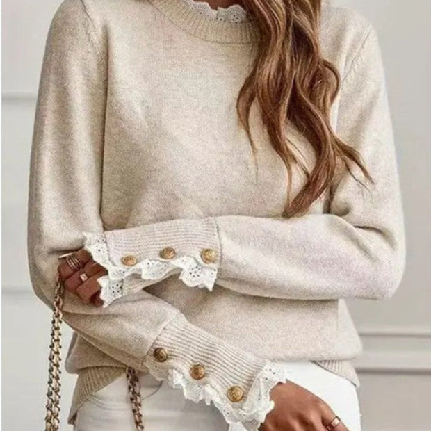 Lace Cuff Knit Sweater for Women