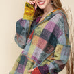 Multicolor Plaid Hooded Button-Front Top