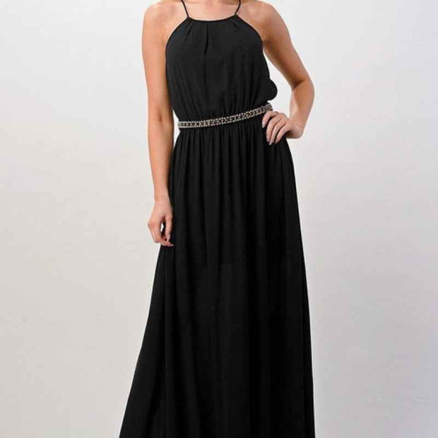 Women Sleeveless Maxi Dress Elastic Waist Elegant Flowing Style