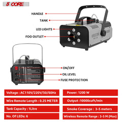 5Core Fog Smoke Machine 1200W Low Lying Indoor Outdoor 1L Fog Maker