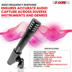 Microphone d'instrument 5Core professionnel XLR cardioïde crayon bâton