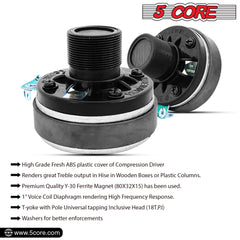 5Core Compression Driver 200W Peak Power Aluminum Tweeter Diaphragm 8