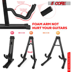 Soporte de suelo para guitarra 5Core con marco en A y bajo acústico eléctrico 
