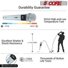 5Core XLR Microphone Dynamic Mic Karaoke Singing Studio Mics Handheld