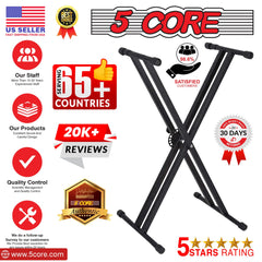 5Core Keyboard Stand Double X Style Adjustable Lift Piano Riser For 49