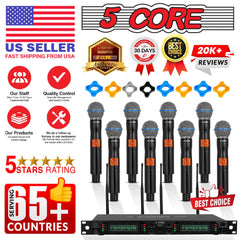 5Core Wireless Microphones 8 Channel Karaoke Professional UHF Singing