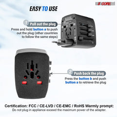 5Core Universal Travel Adapter International Power Adapters 3 Pack