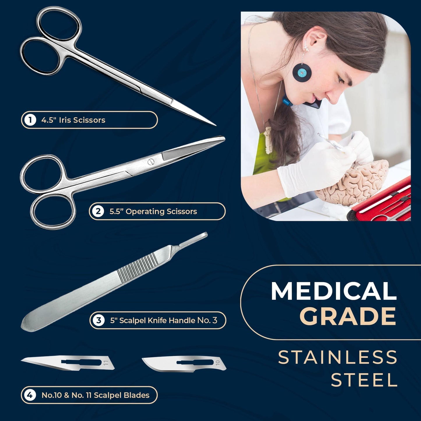Advanced Dissection Kit with Stainless Steel Tools