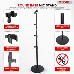 5Core Mic Stand Floor Adjustable Universal Heavy Duty Microphone