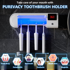 Toothbrush Holder Wall Mounted with 4 Slots. White ABS Plastic