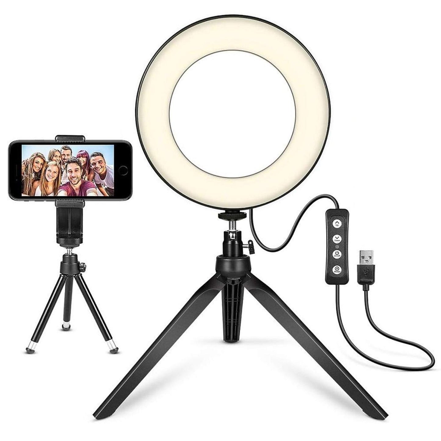 Anneau lumineux LED avec supports.