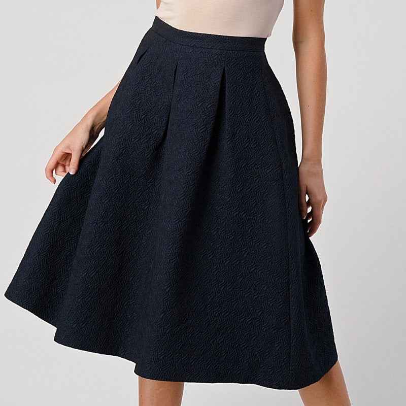 Women High Waist Flared Midi Skirt Elegant Casual Style