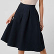 Women High Waist Flared Midi Skirt Elegant Casual Style